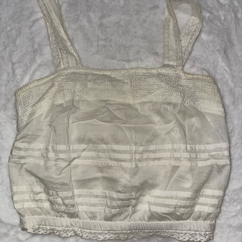 Aeropostale Cream Lace-Trimmed Top